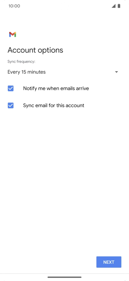 If this screen is displayed, you email account has been recognised and set up automatically. Follow the instructions on the screen to key in more information and finish setting up your phone.