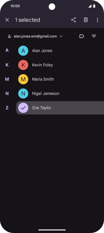 Press the required contact. Press the required contact.