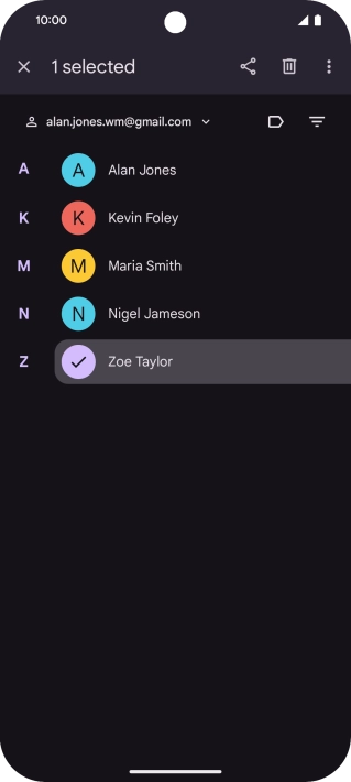 Press the required contact. Press the required contact.