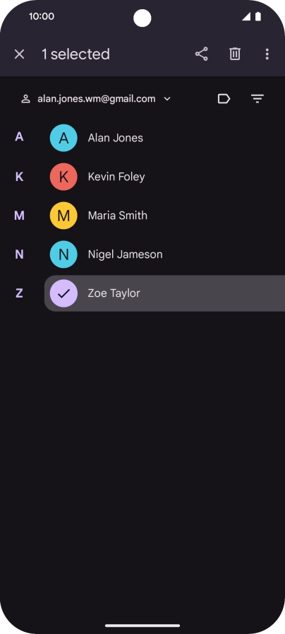Press the required contact. Press the required contact.