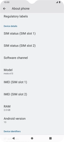 Your phone's software version is displayed below Android version.