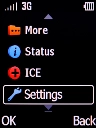Select Settings and press the Left selection key.