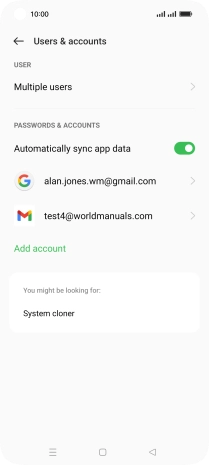 Press the required email account.