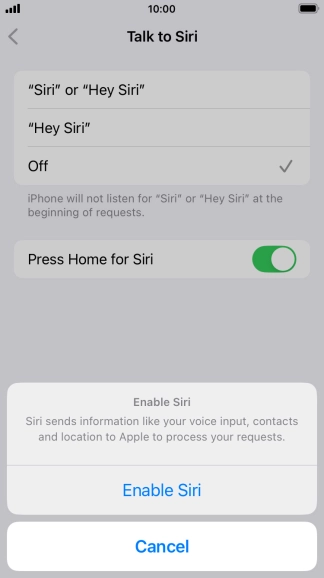 Press Enable Siri. Press Enable Siri.
