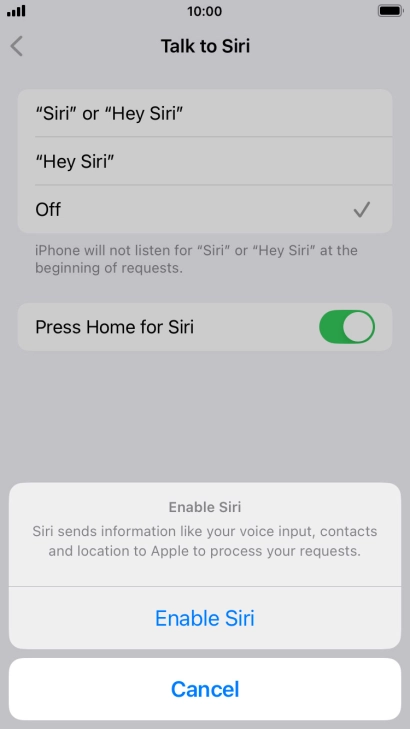 Press Enable Siri. Press Enable Siri.