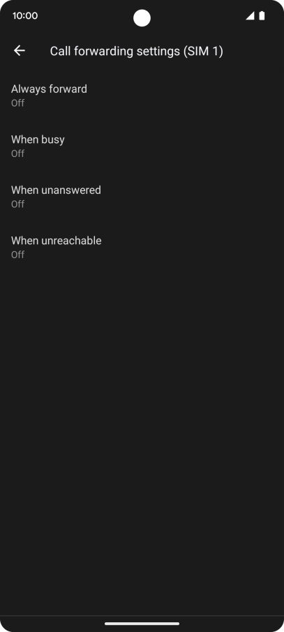 Press the required divert type. Press the required divert type.
