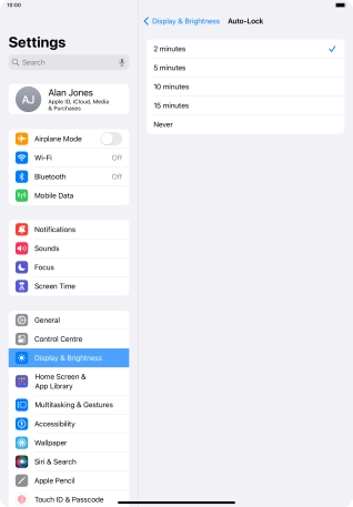 Press the required setting. Press the required setting.