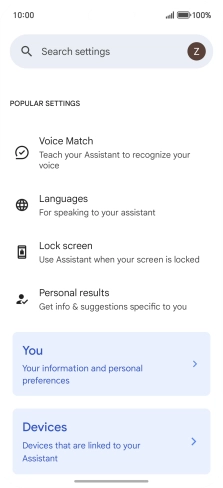 Press Voice Match and follow the instructions on the screen to turn automatic activation of Google Assistant on or off.