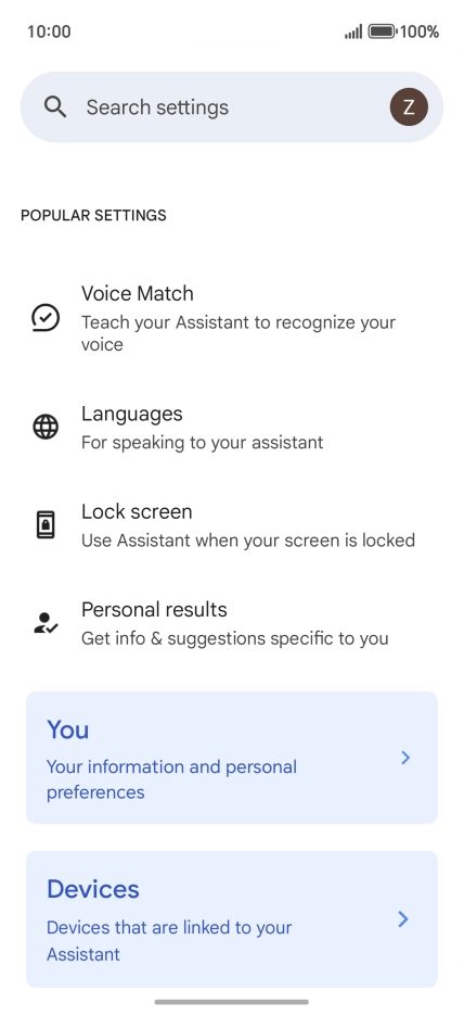Press Voice Match and follow the instructions on the screen to turn automatic activation of Google Assistant on or off.
