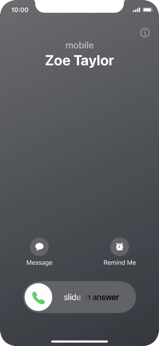 Press and drag the accept call icon right. Press and drag the accept call icon right.