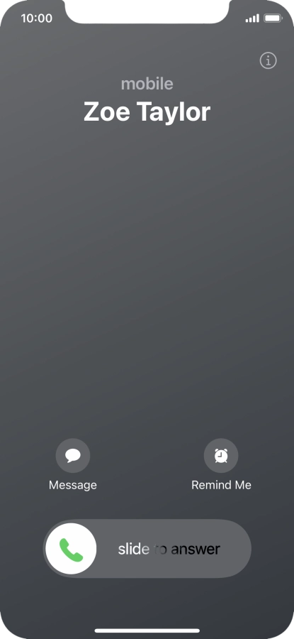 Press and drag the accept call icon right. Press and drag the accept call icon right.