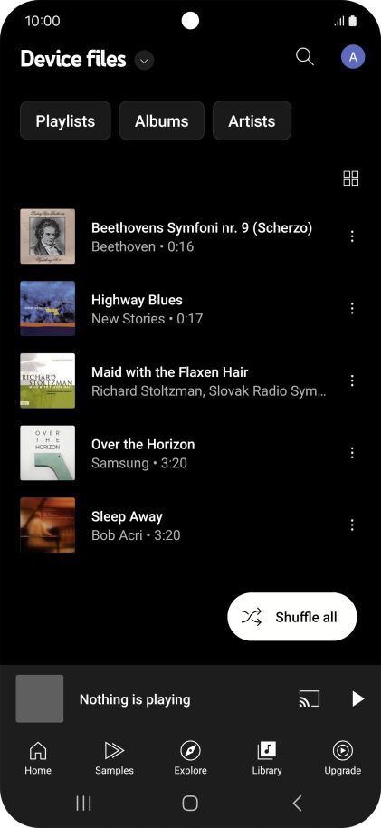 Press the required audio file. Press the required audio file.
