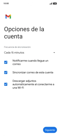 Si aparece en la pantalla esta imagen, tu cuenta de correo electrónico ha sido reconocida y configurada automáticamente. Sigue las indicaciones de la pantalla para introducir más información y terminar la configuración.