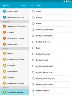 Pulsa el idioma deseado.