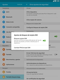 Pulsa Bloquear tarjeta SIM para activar o desactivar la función.