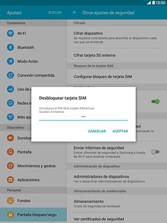 Introduce el código PIN y pulsa ACEPTAR.