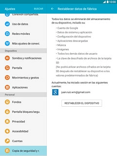 Pulsa RESTABLECER EL DISPOSITIVO.