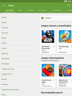 Pulsa CATEGORÍAS.Desplázate a la categoría deseada.