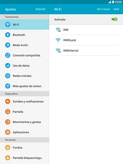 La pantalla muestra ahora una lista de las redes wifi disponibles.Pulsa la red wifi deseada.