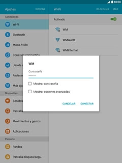 Sigue las indicaciones de la pantalla para introducir los ajustes de seguridad si es necesario.Pulsa CONECTAR.