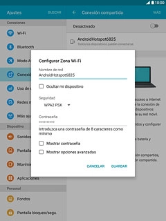 Introduce el nombre de la conexión wifi.Pulsa la lista desplegable bajo 