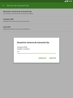 Introduce el código PIN2 y pulsa ACEPTAR.