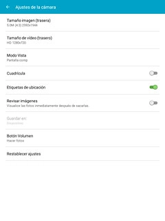 Pulsa Tamaño de vídeo (trasero).