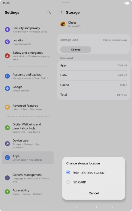 Press the name of the memory card.