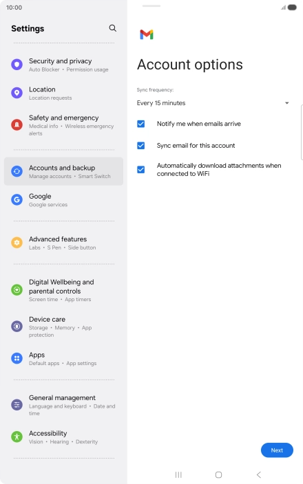 If this screen is displayed, you email account has been recognised and set up automatically. Follow the instructions on the screen to key in more information and finish setting up your email account.