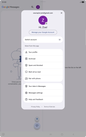 Press Messages settings.