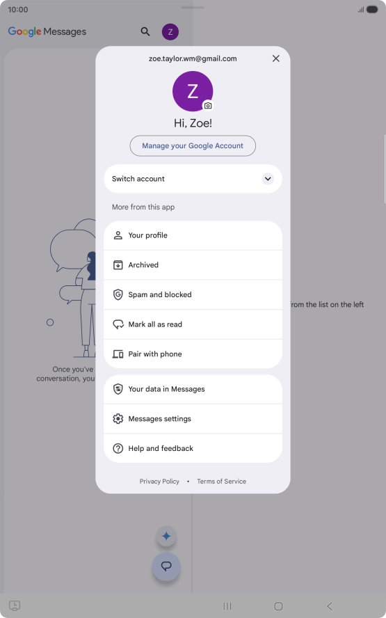 Press Messages settings.
