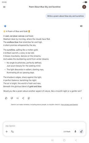 You can ask Gemini to generate a text based on your description.