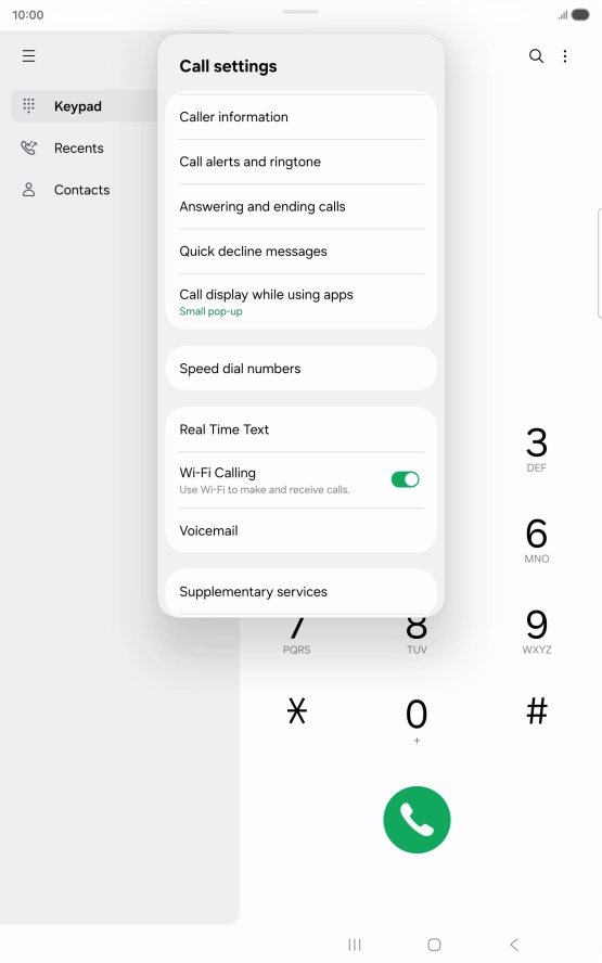Press Supplementary services.