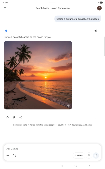 You can also ask Gemini to generate a picture based on your description.