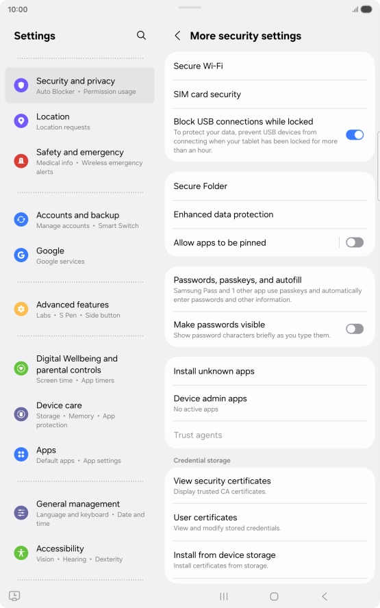 Press SIM card security.