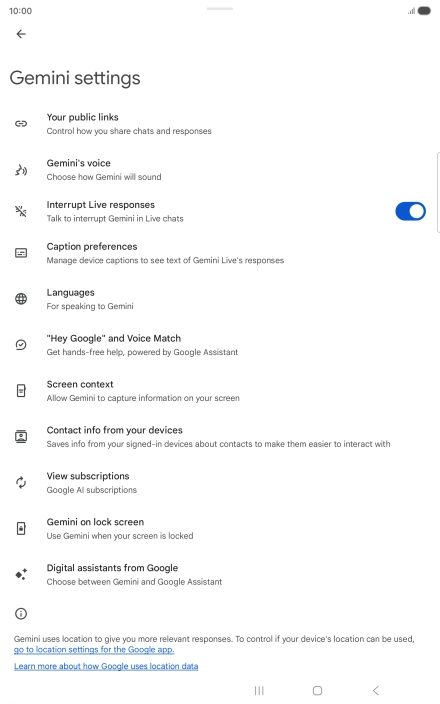 Follow the instructions on the screen to select the required settings.