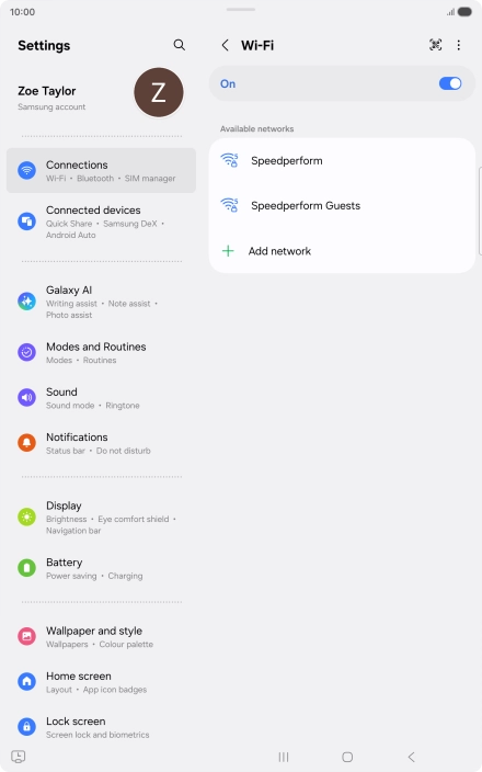 Press the required Wi-Fi network.
