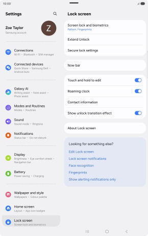 Press Screen lock and biometrics and key in the current lock code.