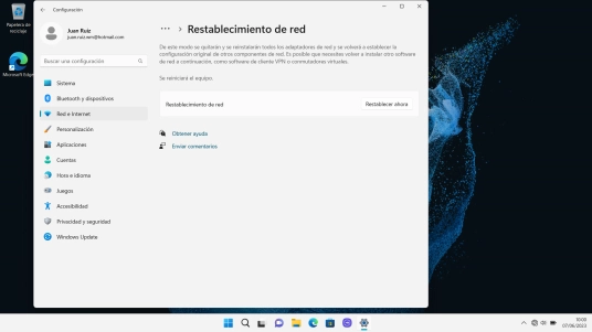 Haz clic en Restablecer ahora.