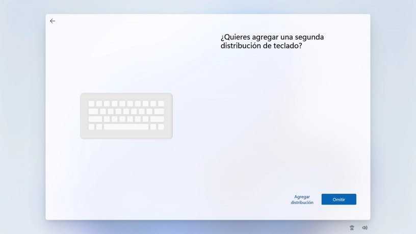 Sigue las instrucciones de la pantalla para añadir más diseños de teclado o haz clic en Omitir.