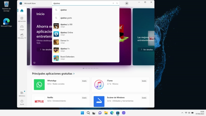 Introduce el nombre o el tema de la app y haz clic en el icono de búsqueda.
