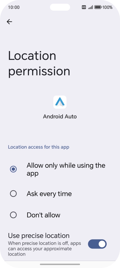 Press the required setting. Press the required setting.