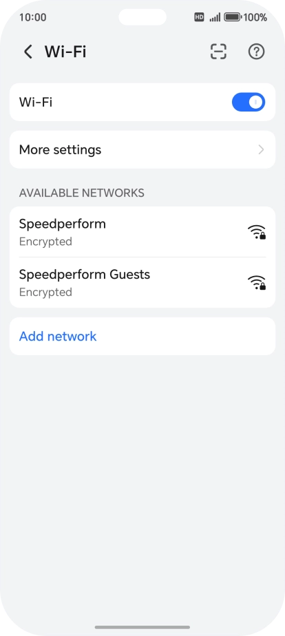 Press the required Wi-Fi network.