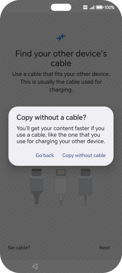 Press Copy without cable.