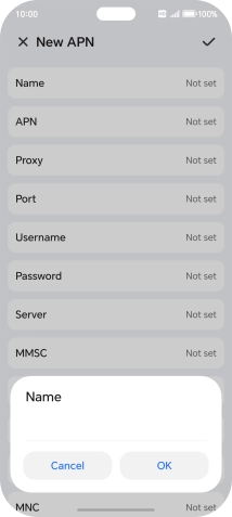 Key in Vodafone Internet and press OK.