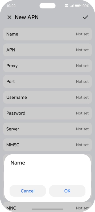 Key in Vodafone Internet and press OK.