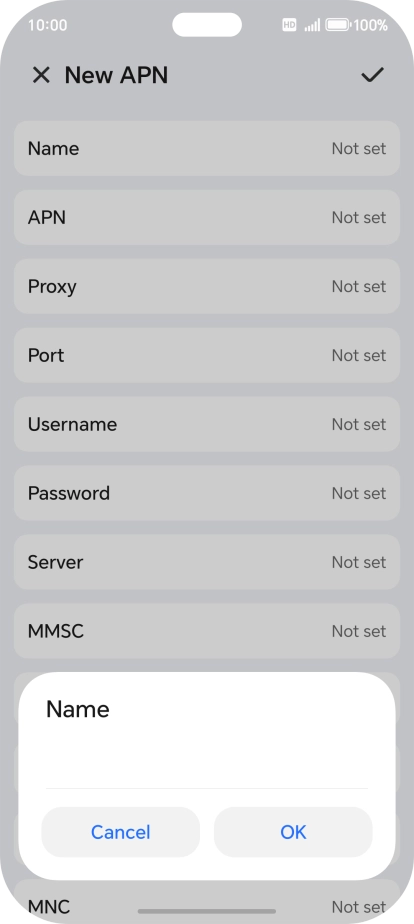 Key in Vodafone Internet and press OK.