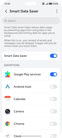 Press the indicators next to the required apps to turn the function on or off.