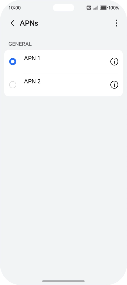 Press the field next to the data connection to activate it.