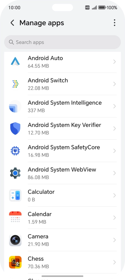 Press the required app.
